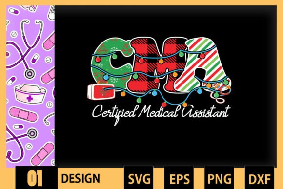 Christmas Lights CMA Nurse Graphics for Crafts