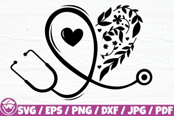 Floral Stethoscope Graphics for Crafts