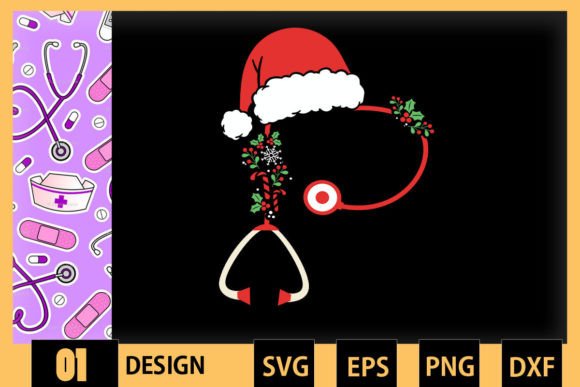 Nurse Christmas Stethoscope Heart Graphics for Crafts