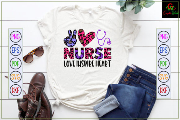 Nurse Love Inspire Heart Sublimation Graphics for Crafts