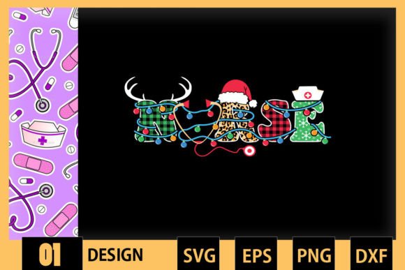 Nurse Texture Stethoscope X-mas Lights Graphics for Crafts
